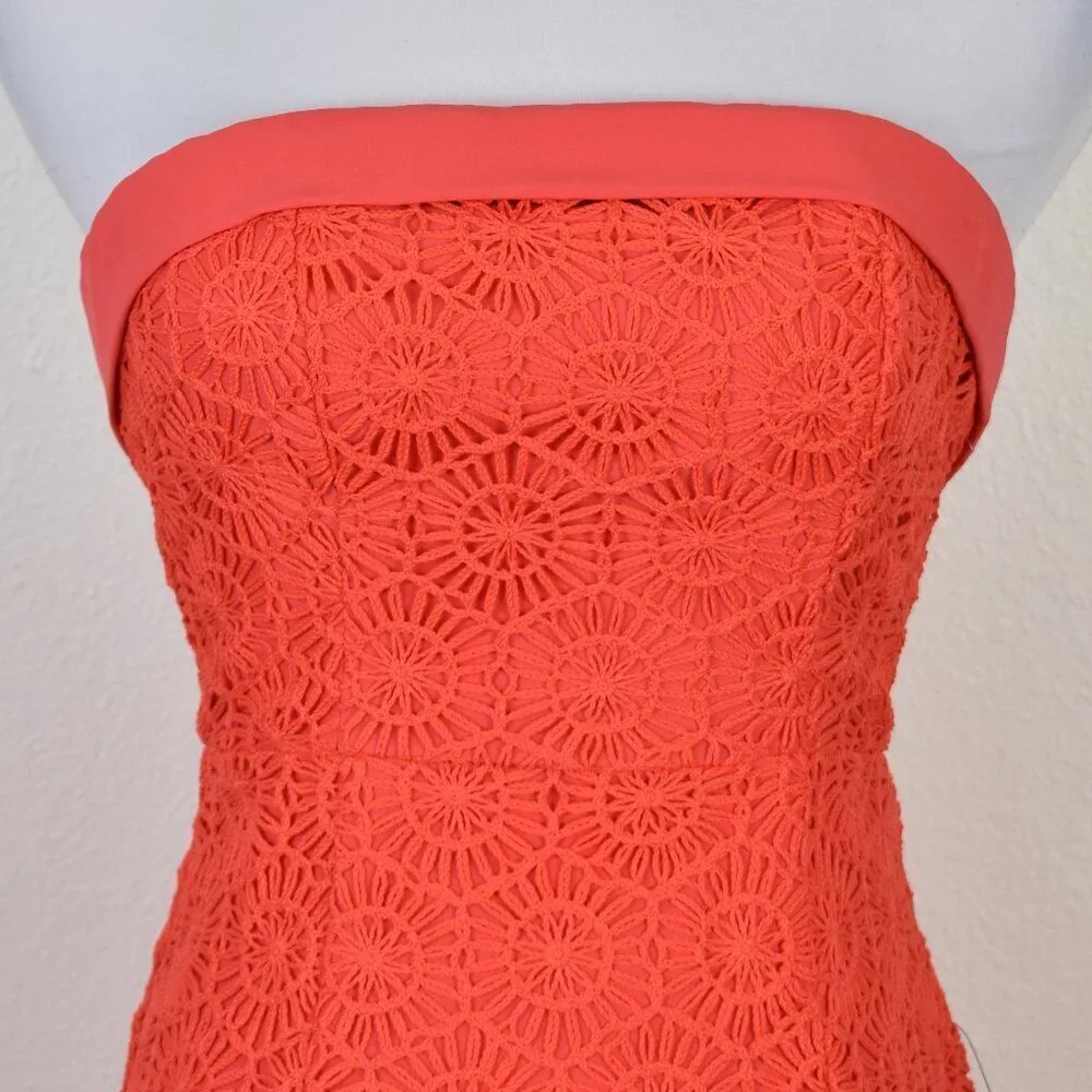 Lulu's Chic Intent Bright Red Crochet Textured Strapless Midi Dress NEW - XS - Picture 3 of 10